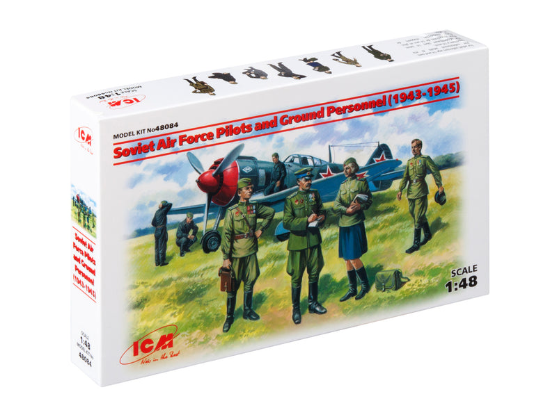 ICM48084 - 1/48 ICM Soviet Air Force Pilots and Ground Personnel (1943-1945)  (7 figures -  staff officer, 2 pilots, 3 mechanics, military servicewomen)