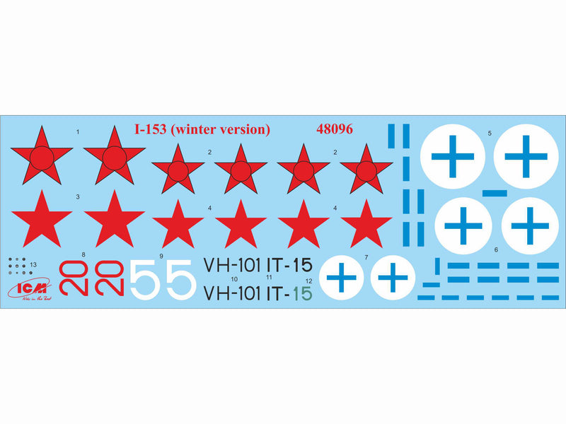 ICM48096 - 1/48 ICM I-153, WWII Soviet Biplane Fighter (winter version)