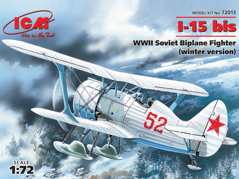 ICM72013 - 1/72 ICM I-15 bis, WWII Soviet Biplane Fighter (winter version)