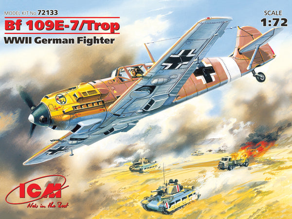 ICM72133 - 1/72 ICM Messerschmitt Bf 109E-7/Trop, WWII German Fighter