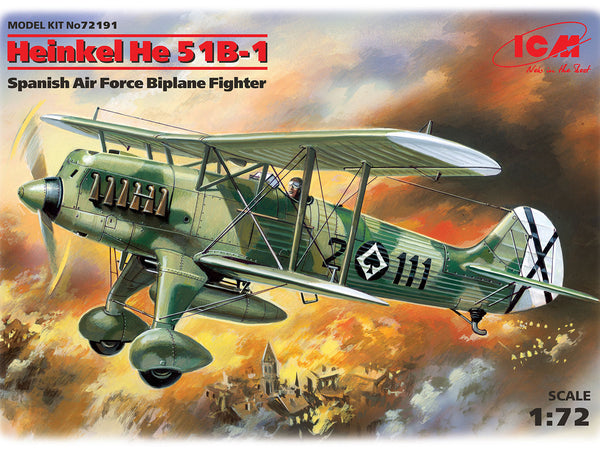 ICM72191 - 1/72 ICM Heinkel He 51B-1, Spanish Air Force Biplane Fighter