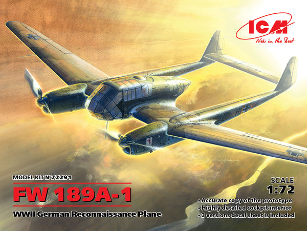ICM72291 - 1/72 ICM FW 189A-1, WWII German Reconnaissance Plane