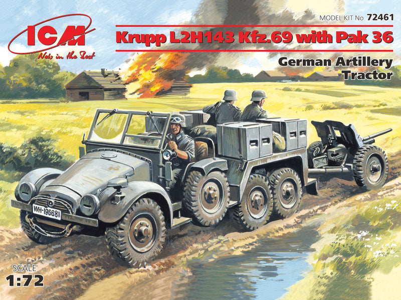 ICM72461 - 1/72 ICM Krupp L2H143 Kfz.69 with Pak 36, German Artillery Tractor