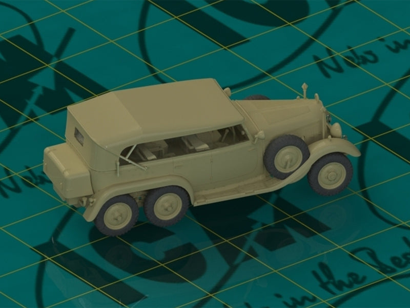 ICM72472 - 1/72 ICM G4 (1935 production) Soft Top, WWII German Staff Car, snap fit/no glue