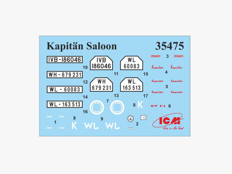 ICMDS3504 - 1/35 ICM Wehrmacht Cars (3 Kits) Kadett, Kapitan,  Admiral Saloon