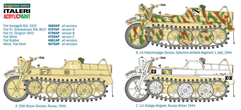 Italeri 7404 Kettenkrad WWII Military Vehicle 1/9 Scale Model Kit