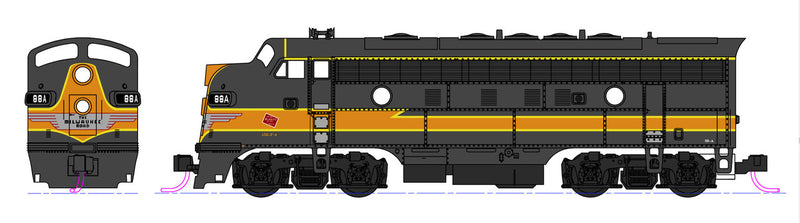 Kato N 106-0429 DCC Ready EMD F7A/B Set Milwaukee Road 'Lightning Bolt'