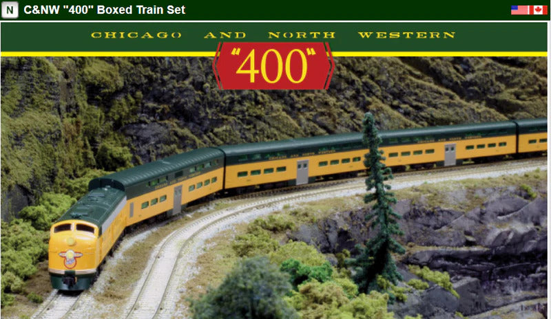 Kato USA Model Train Products N C&NW EMD E8A and Pullman Bi-Level 400" Train 6-Unit Set