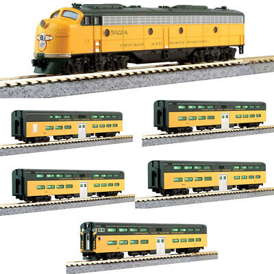 Kato USA Model Train Products N C&NW EMD E8A and Pullman Bi-Level 400" Train 6-Unit Set