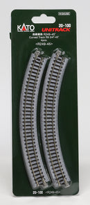 Kato USA Model Train Products Unitrack, 249mm (9 3/4") Radius 45-Degree Curve Track (4-Piece)