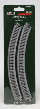 Kato USA Model Train Products Unitrack, 315mm (12 3/8") Radius 45-Degree Curve Track (4-Piece)