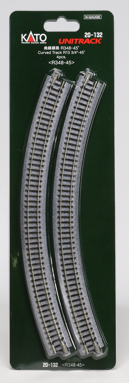 Unitrack, 348mm (13 3/4") Radius 45-Degree Curve Track (4-Piece)