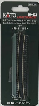 Kato USA, Inc. N 19" Curved Deck Girder Bridge Gray 15 Degree, KAT20472