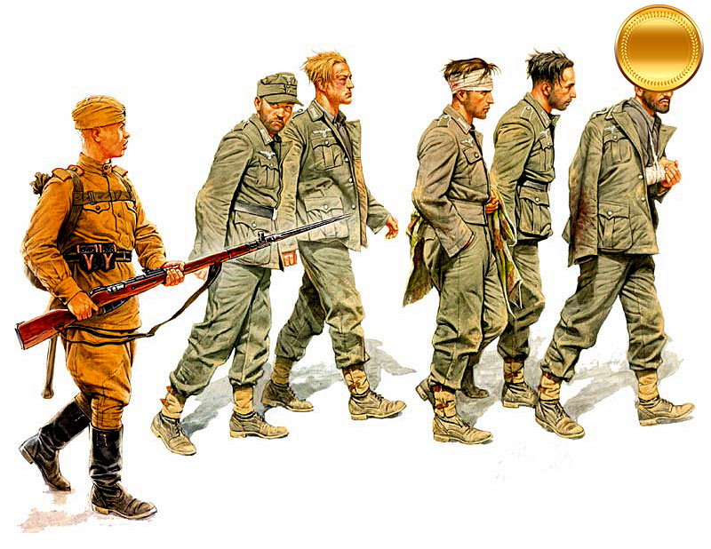German Captives 1944 (5 & 1 Russian Soldier) Plastic Model Kit
