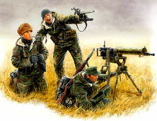 German Machine Gun Crew w/MG08 Gun Eastern Front Kurland 1944 Plastic M