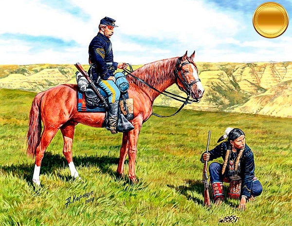 Civil War Yankee Scout & Indian Tracker w/Horses