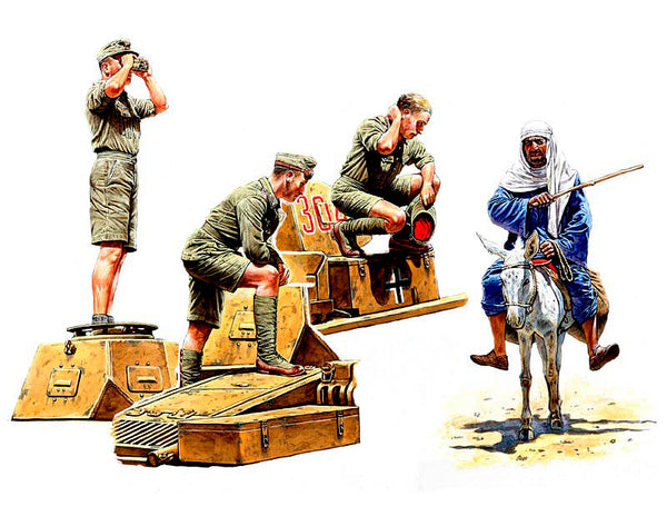 German Tankmen (x3) & Donkey w/Rider Afrika Korps