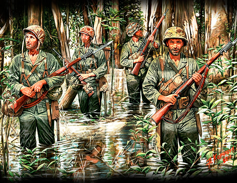 WWII USMC in Jungle (x4)