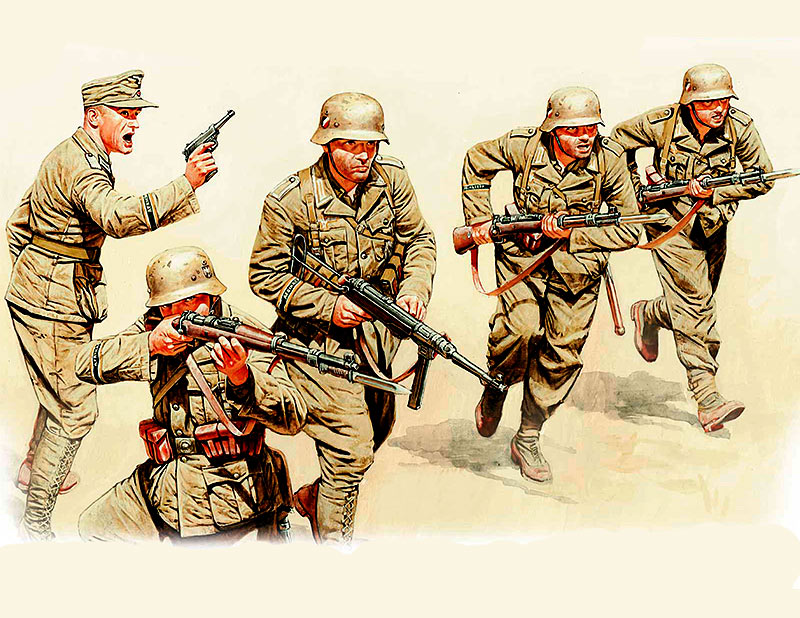 WWII DAK German Infantry N.Africa (x5)