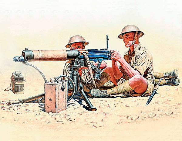 WWII Vickers Machine Gun Team (x4) w/Gun