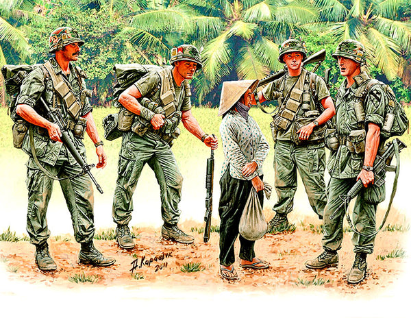 US Soldiers Patrolling Vietnam (4 & Woman)