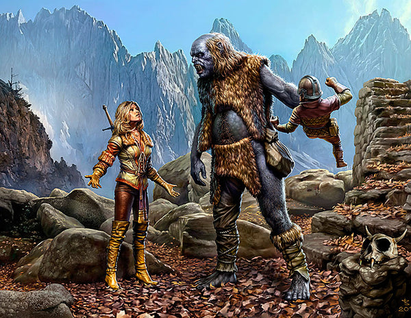 World of Fantasy Female Warrior & Giant Holding Gnome (x3)
