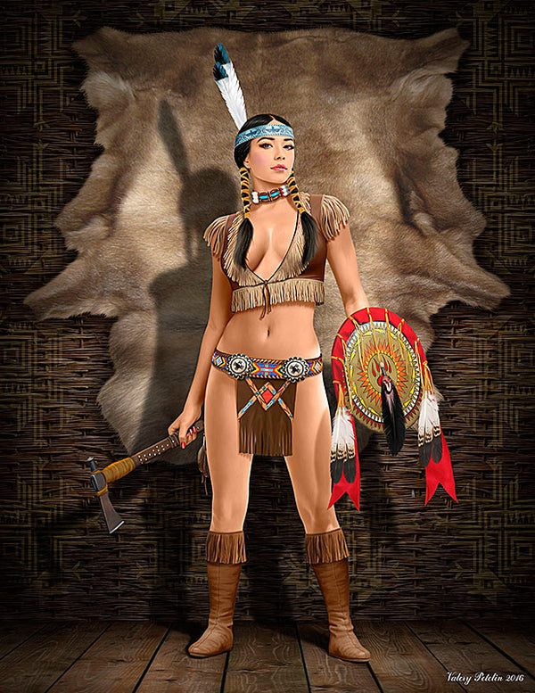 Thunder Spirit Western Style Pin-Up Indian Girl
