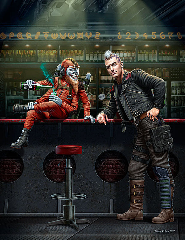 At the Edge of the Universe Galactic Sheriff Leaning on Bar & Four