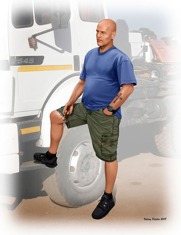 Jimmy Tex Haywood Trucker Standing w/one Foot Raised