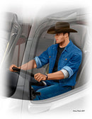 Mike Barrington Trucker Sitting wearing Cowboy Hat & Denim Jacket