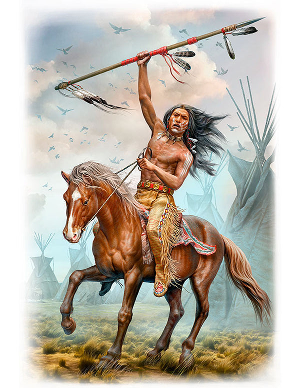 Running Bear Buffalo Hunter Indian Holding Spear Riding Horse