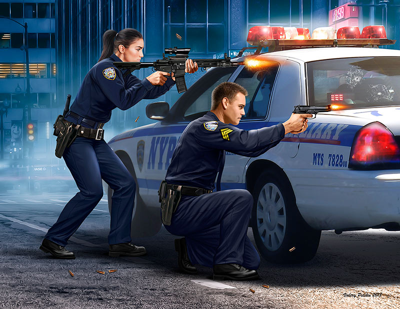The Heist Sgt. Jack Melgoza & Patrol Woman Sally Taylor in Shootout