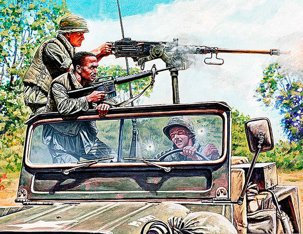 Charlie on Left! US Jeep Crew (x3) & Viet Cong (x2)
