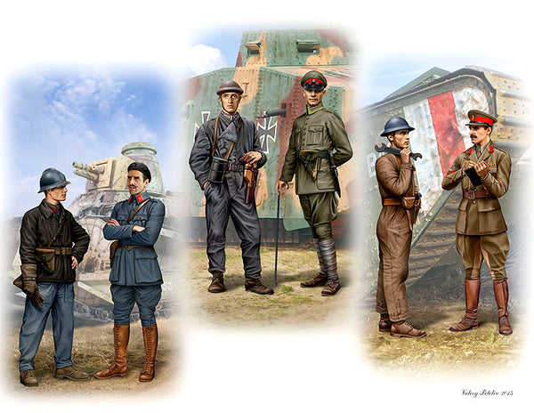 French German British Private and Officer Tankmen of WWI (x6)