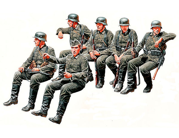 WWII German Infantry Off to the Road Vehicle Riders (x6) Plastic Model