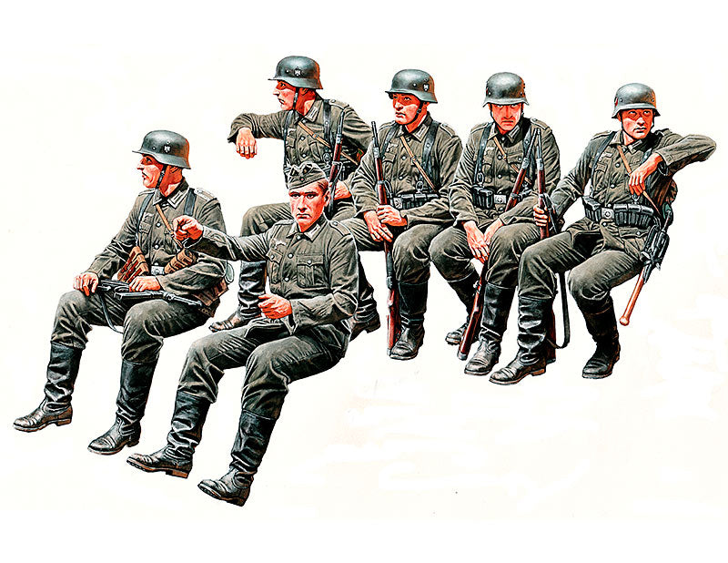 WWII German Infantry Off to the Road Vehicle Riders (x6) Plastic Model