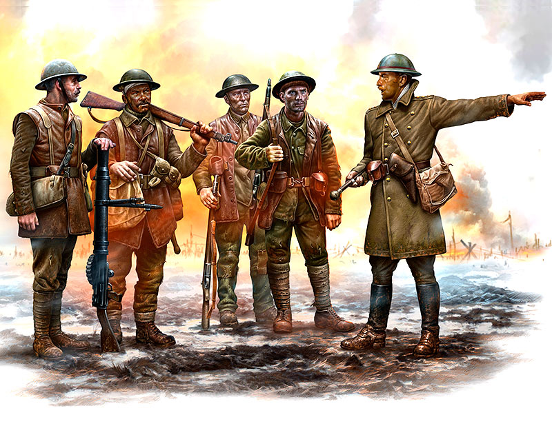 WWI British Infantry Somme Battle 1916 (x5) Plastic Model Kit