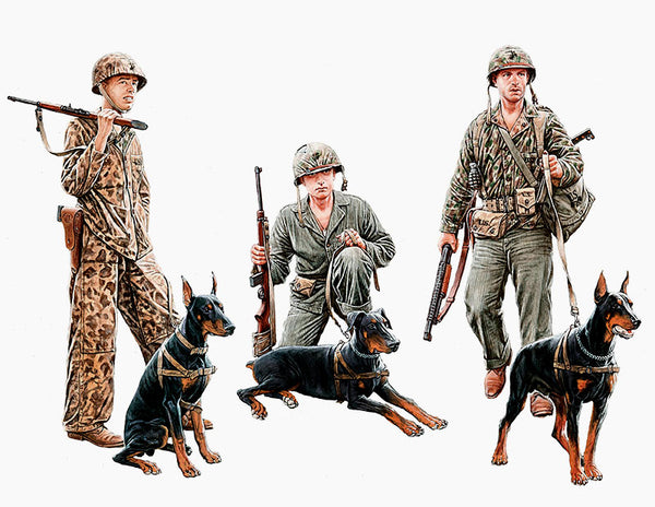 WWII Dogs in US Marine Corps Service WWII (3 w/3 Figures)