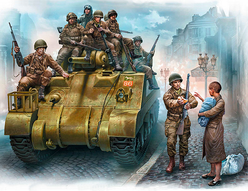 101th Light Company Paratroopers & British Tankmen France 1944 Plastic
