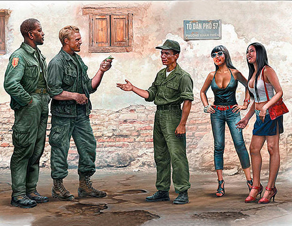 Somewhere in Saigon US Soldiers  Vietnamese Soldier & Prostitutes Vietn