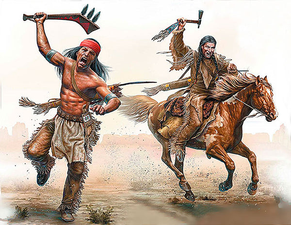 Tomahawk Charge Indians w/Weapons (x2) & Horse (x1) Plastic Model Kit