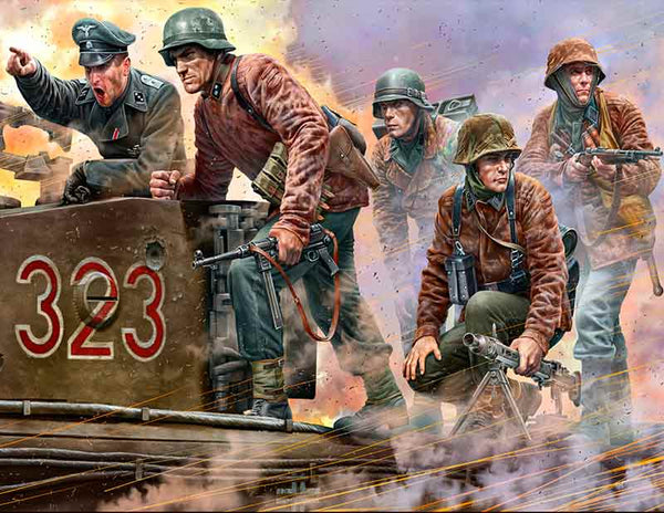 German Military Men 1944-1945 (x5) Plastic Model Kit