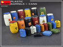 1/35 Miniart Plastic Barrels & Cans (12 each)