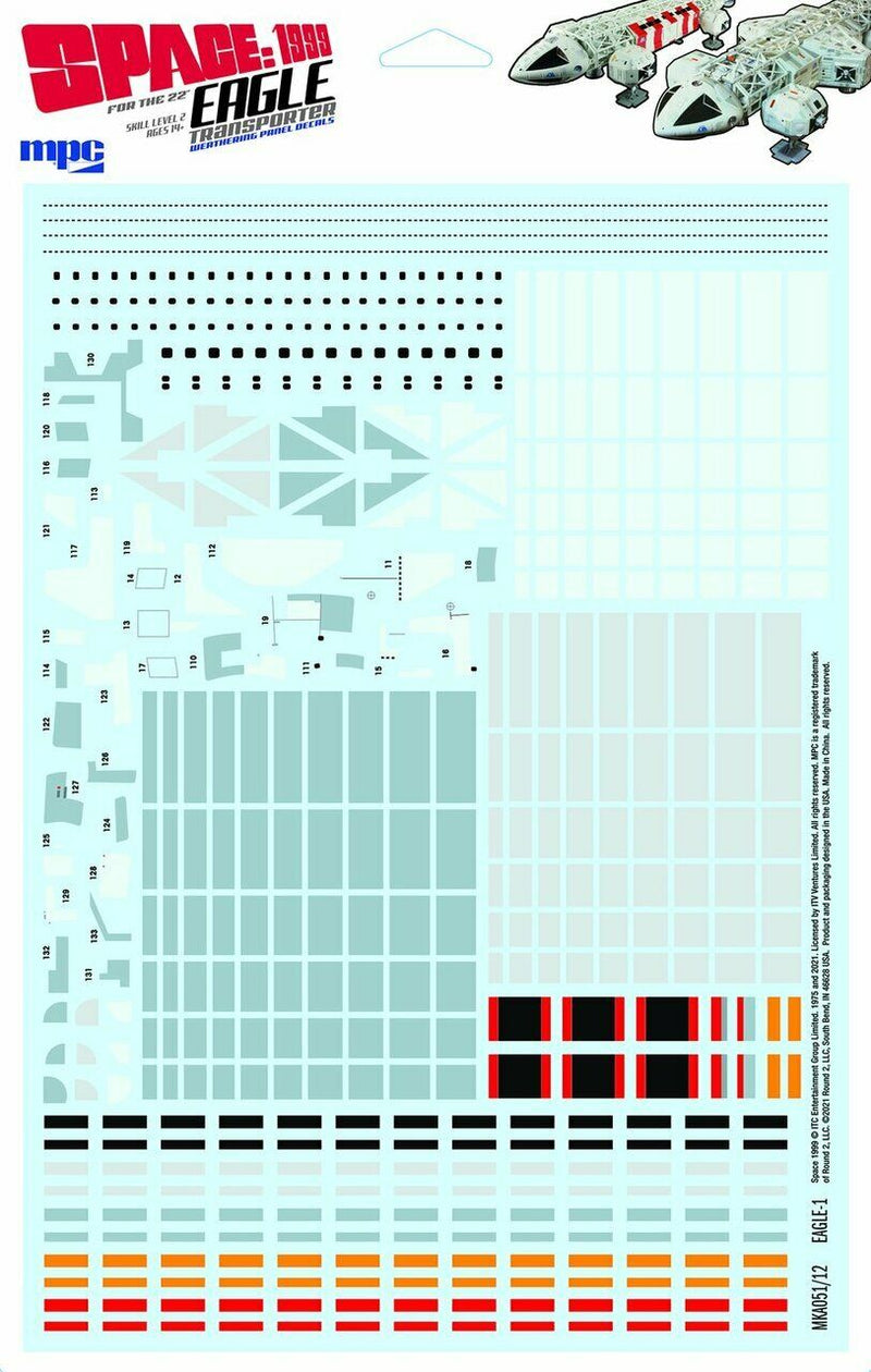 Polar Lights Space 1999: Eagle 22" Transporter Panel Decals Set