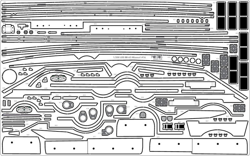 USS BB-63 Missouri 1945 Detail up set (No wooden deck)