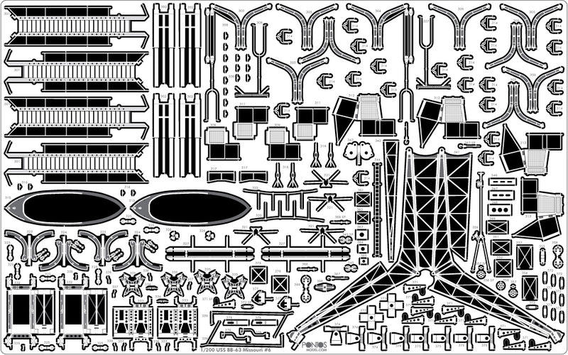 USS BB-61 Iowa 1944 Detail up set (No wooden deck)