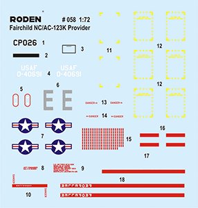 ROD058 - 1/72 Roden Fairchild NC/AC123K Black Spot Aircraft