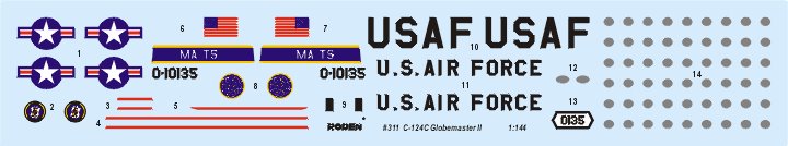 ROD311 - 1/144 Roden C124C Globemaster II US Transport Aircraft
