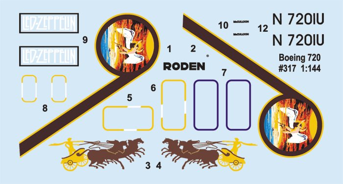 ROD317 - 1/144 Roden B720 Caesar's Chariot Led Zeppelin Tour Passenger Airliner