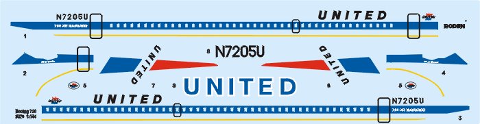 ROD320 - 1/144 Roden B720 United Passenger Airliner